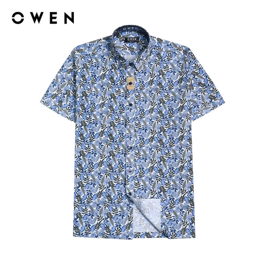 OWEN - Áo sơ mi ngắn tay Xanh navy In/thêu Bamboo AB230034N