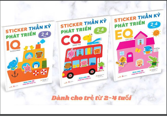 Bộ Sách STICKER THẦN KỲ PHÁT TRIỂN IQ -  EQ – CQ. Dành cho bé từ 2-4. Bộ 1. Tặng tranh cát cho bé