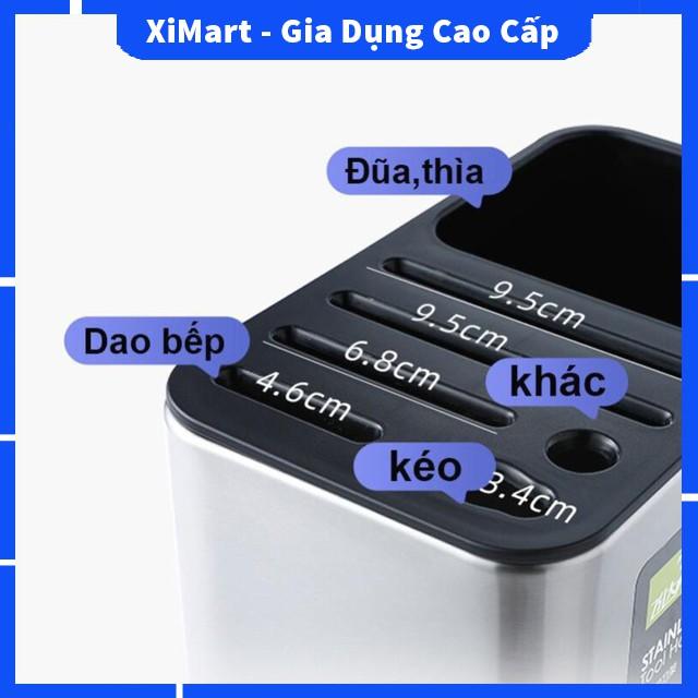 Giá cắm dao đũa thìa Inox 304 cao cấp - Kệ để dao thìa hình vuông đứng tiện lợi