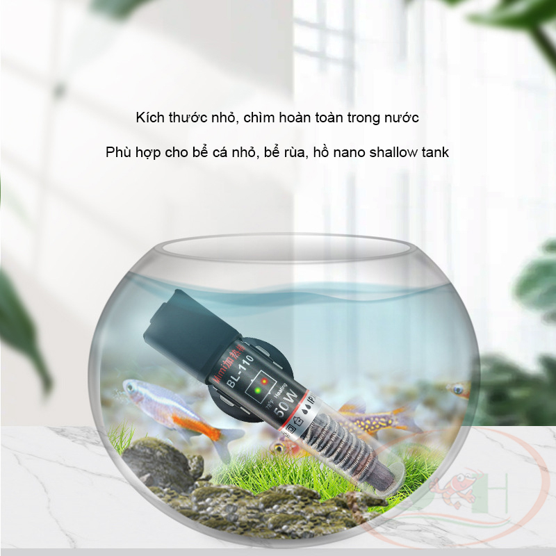 Sưởi mini 25W, 50W Heater Fish Turtle nano tank tăng nhiệt độ làm ấm bể cá tép thủy sinh rùa cảnh