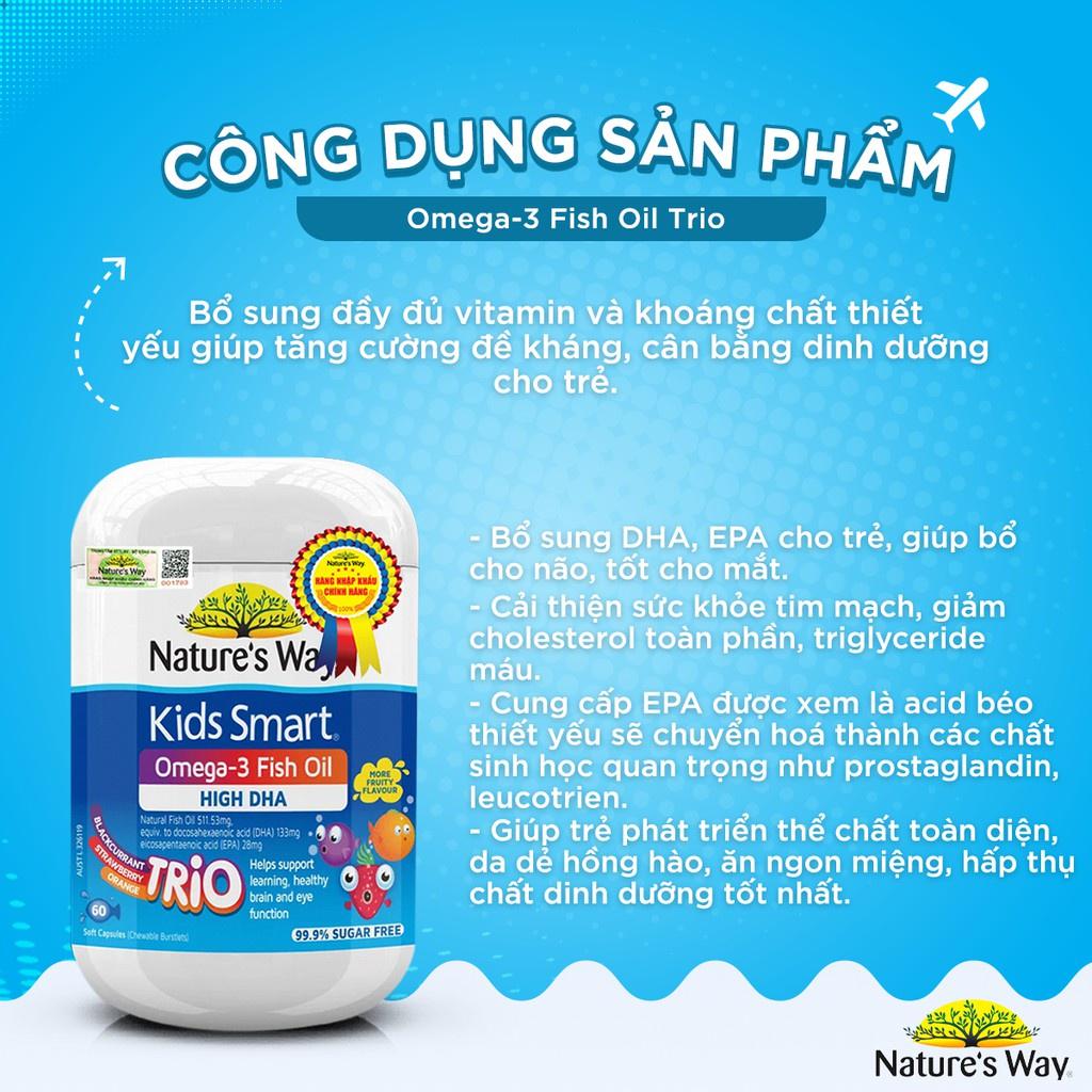 Natures Way Kids Smart Omega-3 Fish Oil.Bổ Sung DHA,EPA Phát Triển Trí Não,Mắt.Lọ 180v