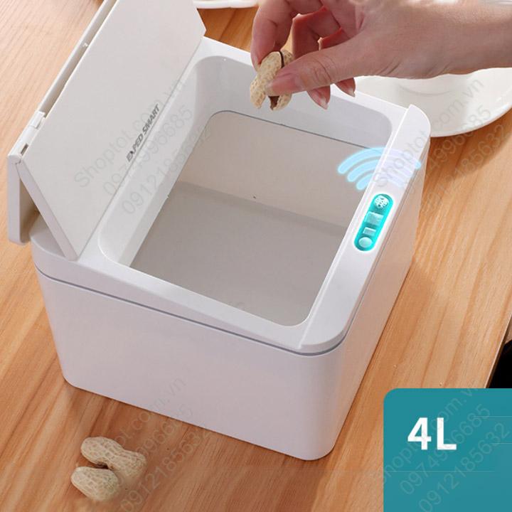 Hộp để rác mini cảm biến thông minh, tự động đóng mở nắp, để rác, để đồ cá nhân, để đồ nhà bếp, để đồ nhà tắm đa năng
