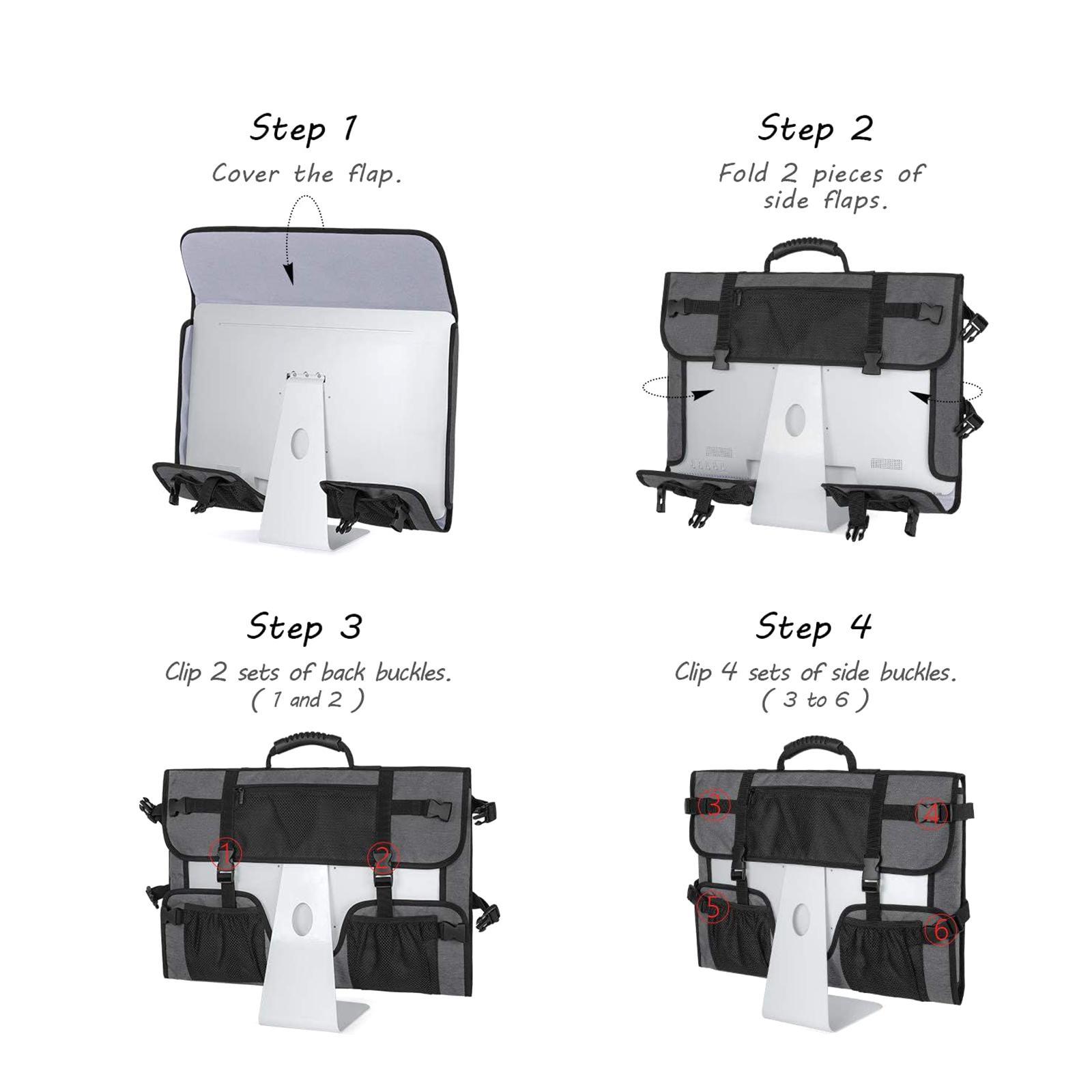 27" Monitor Carrying Case for Desktop Computer Screen and Accessories