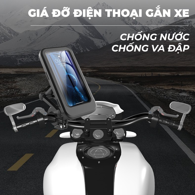 Giá Đỡ Điện Thoại Xe Máy Thông Minh Chống Nước Xoay 360 Độ - Kệ Để Điện Thoại Gắn Xe Máy Xoay 360 Độ Dễ Dàng Lắp Đặt