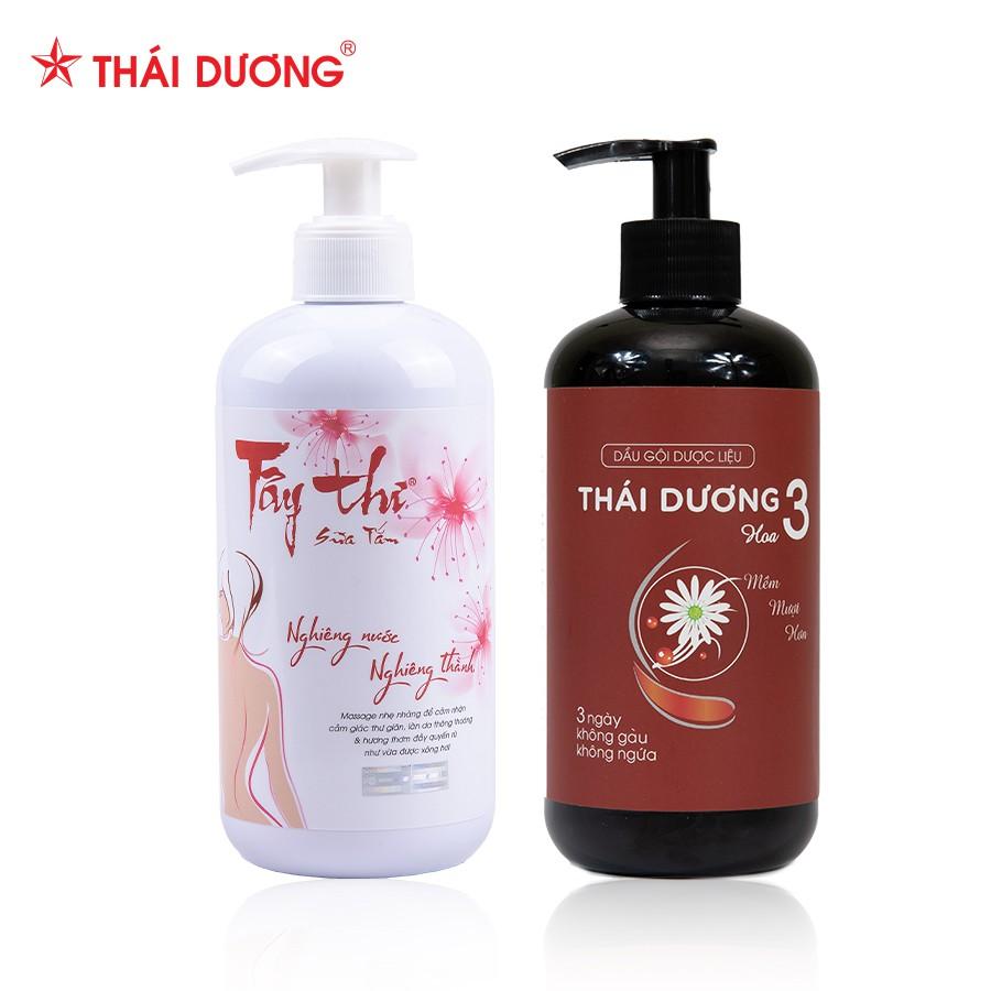 Bộ sản phẩm Dầu gội dược liệu Thái Dương 3 200ml/480ml &amp; Sữa tắm Tây Thi 200ml/480ml