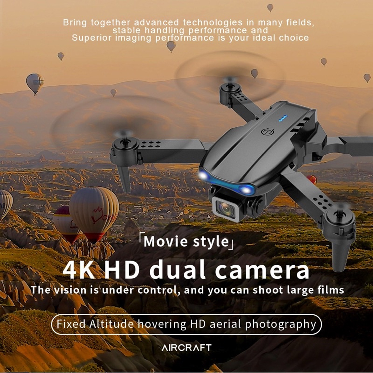 Flycam giá rẻ E99 Pro camera kép, cảm biến tránh chướng ngại vật chống va chạm máy bay điều khiển từ xa 4 cánh - thời gian bay 20 phút - hàng chính hãng