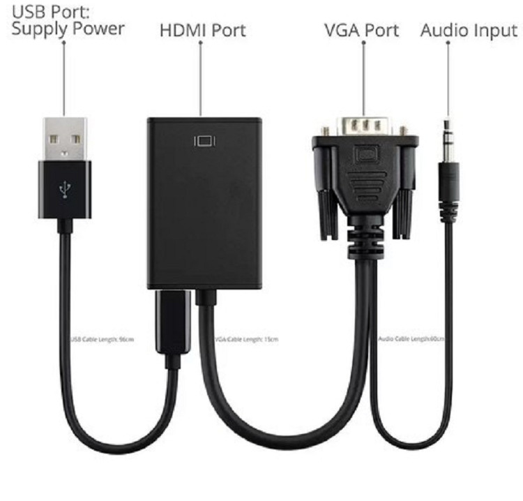 Cáp Chuyển VGA Sang HDMI Có Audio