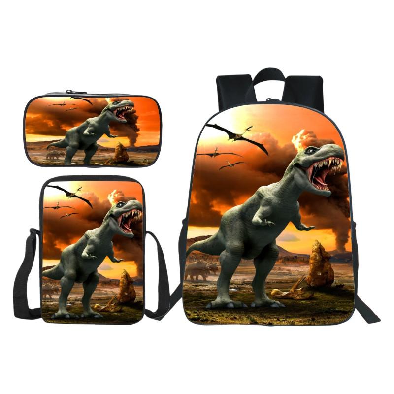 3 Cái/bộ Động Vật In 3D Khủng Long Bé Trai Trường Trung Học Ba Lô Thoáng Mát Trẻ Em Túi Đeo Vai Cho Học Trường Trung Học Túi Đựng bé Gái