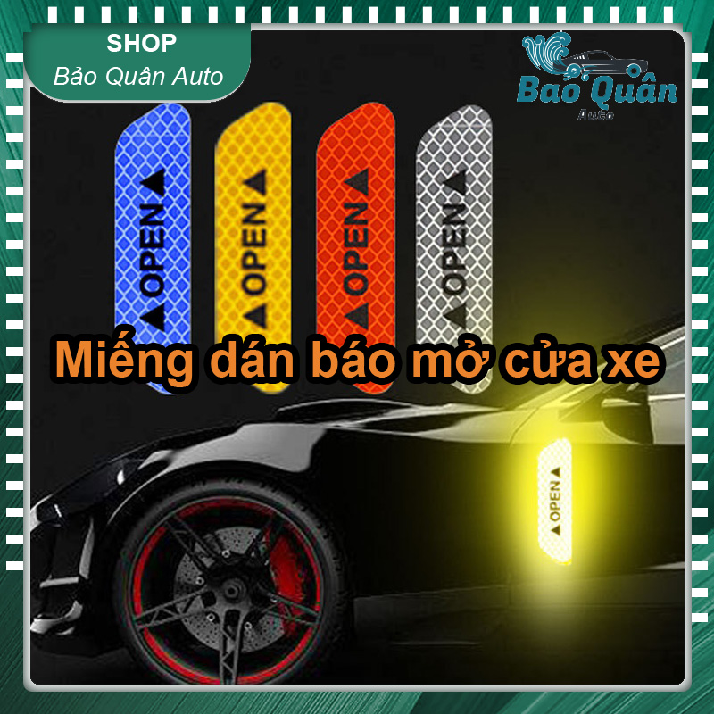 Bộ 4 DECAL dán OPEN phản quang báo mở cửa ô tô