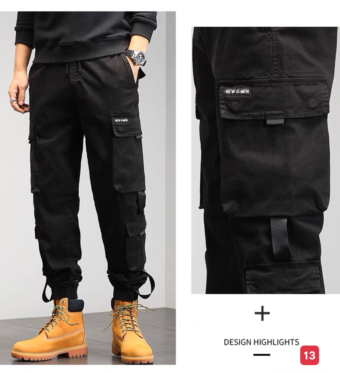 Quần thể thao nam jogger kaki thô túi hộp kiểu bó ống Hàn Quốc chất vải đẹp ống dài MS13