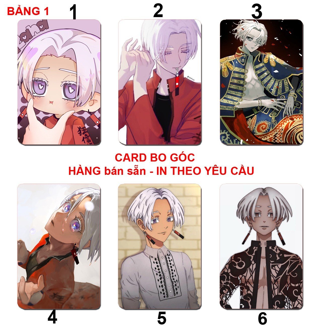 Card hình Kurokawa izana Tokyo Revengers 6 ảnh khác nhau/ Thẻ card Kurokawa izana Kich trường của takemiki