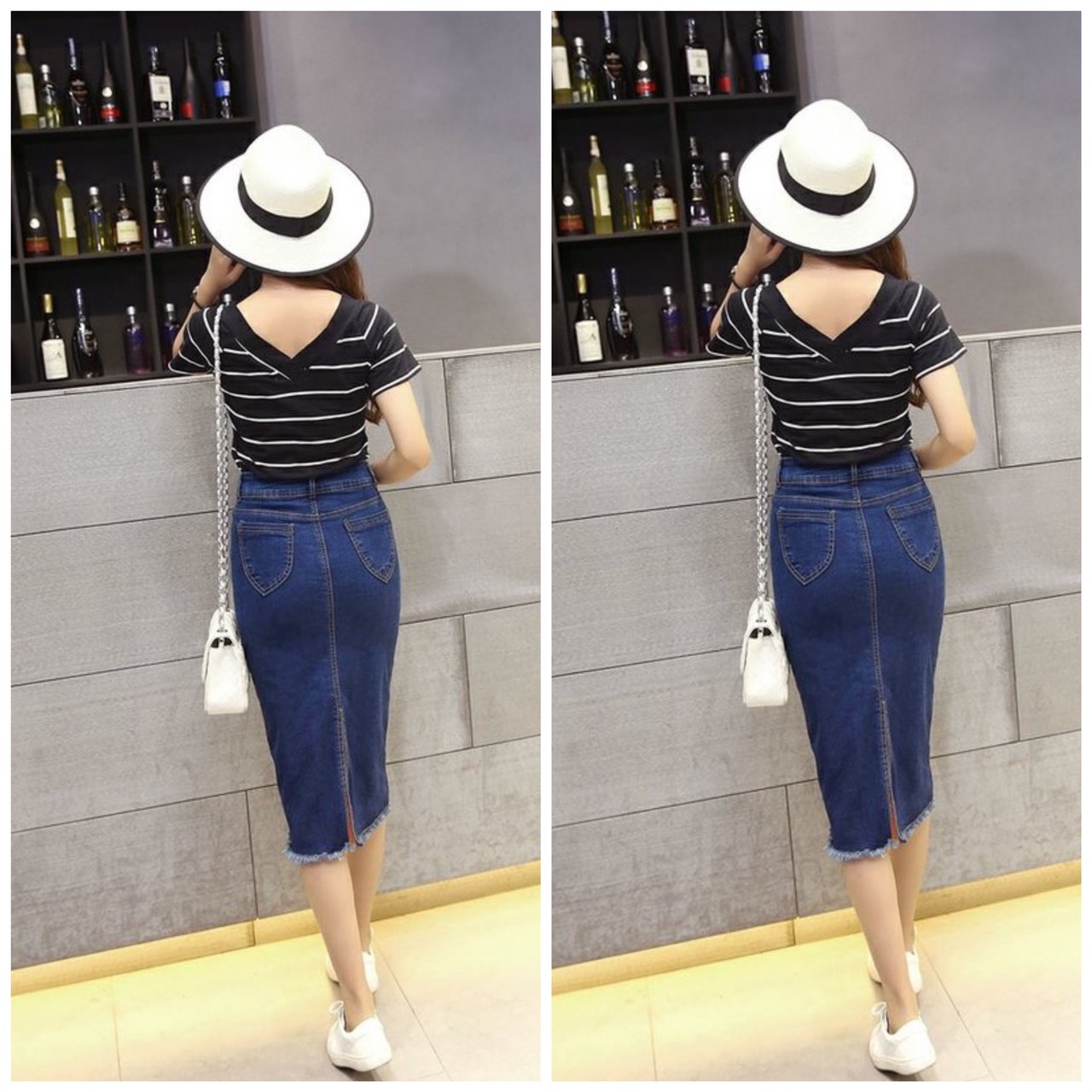 CHÂN VÁY JEAN DÀI BIG SIZE LƯNG CAO CO GIÃN MẠNH DÀI DƯỚI GỐI MÀU XANH ĐEN - DƯỚI GỐI - 32