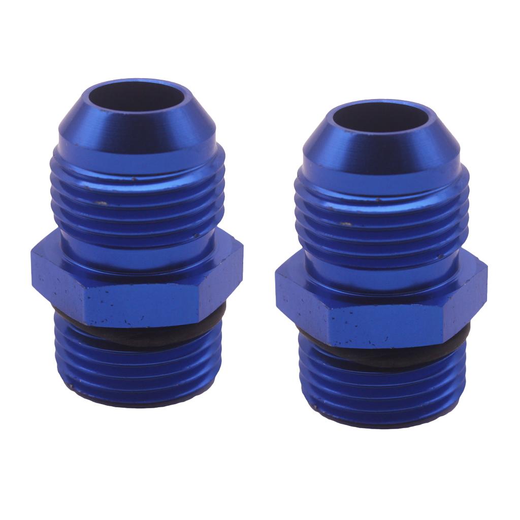 2 Pieces Blue Aluminum Billet AN10 10 An - ORB10 Male Fitting Straight Adapter