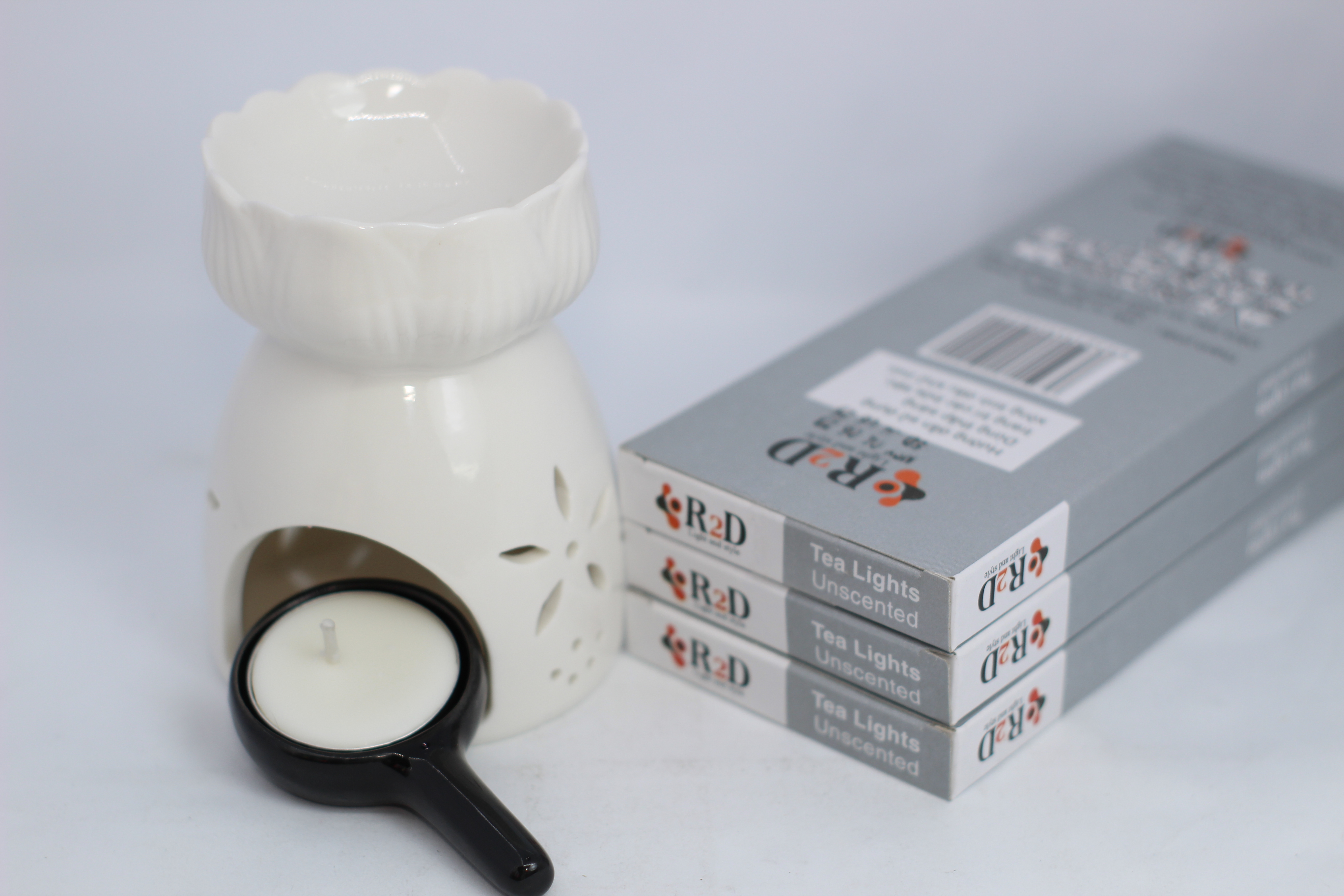 Nến không khói màu trắng tealight 10 viên dùng cho lò xông tinh dầu chính hãng R2D