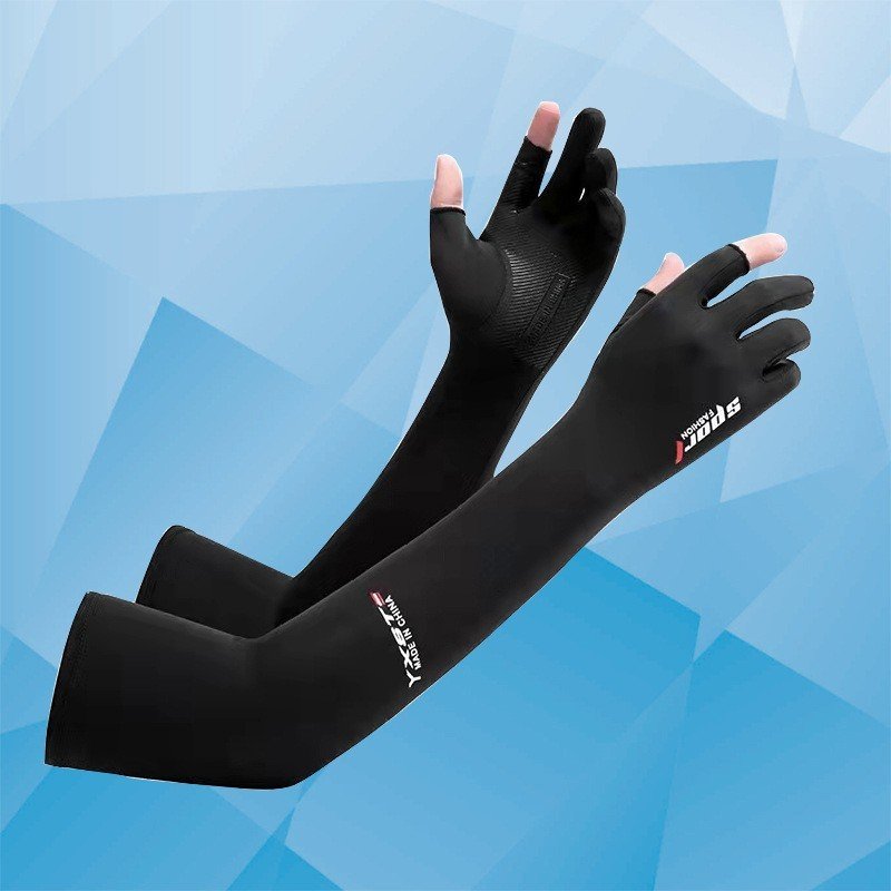 Găng Tay Chống Nắng Dài SPORT Xỏ Hở Ngón ,Bao Tay Chống Tia UV Mùa Hè Có Vân Chống Trượt
