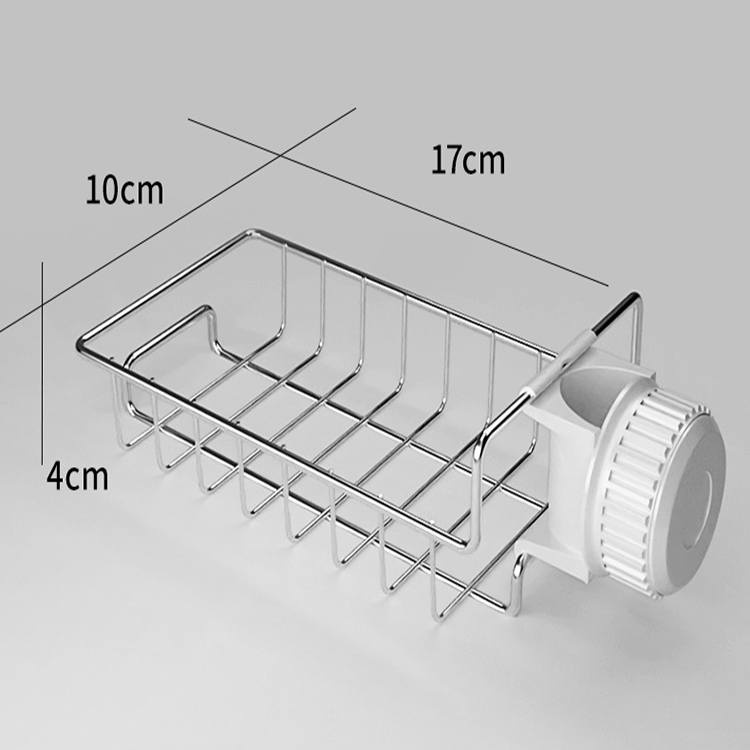 Kệ inox treo miếng rửa chén đựng đồ xà bông không gỉ có chốt gắn vào vòi nước hàng hộp