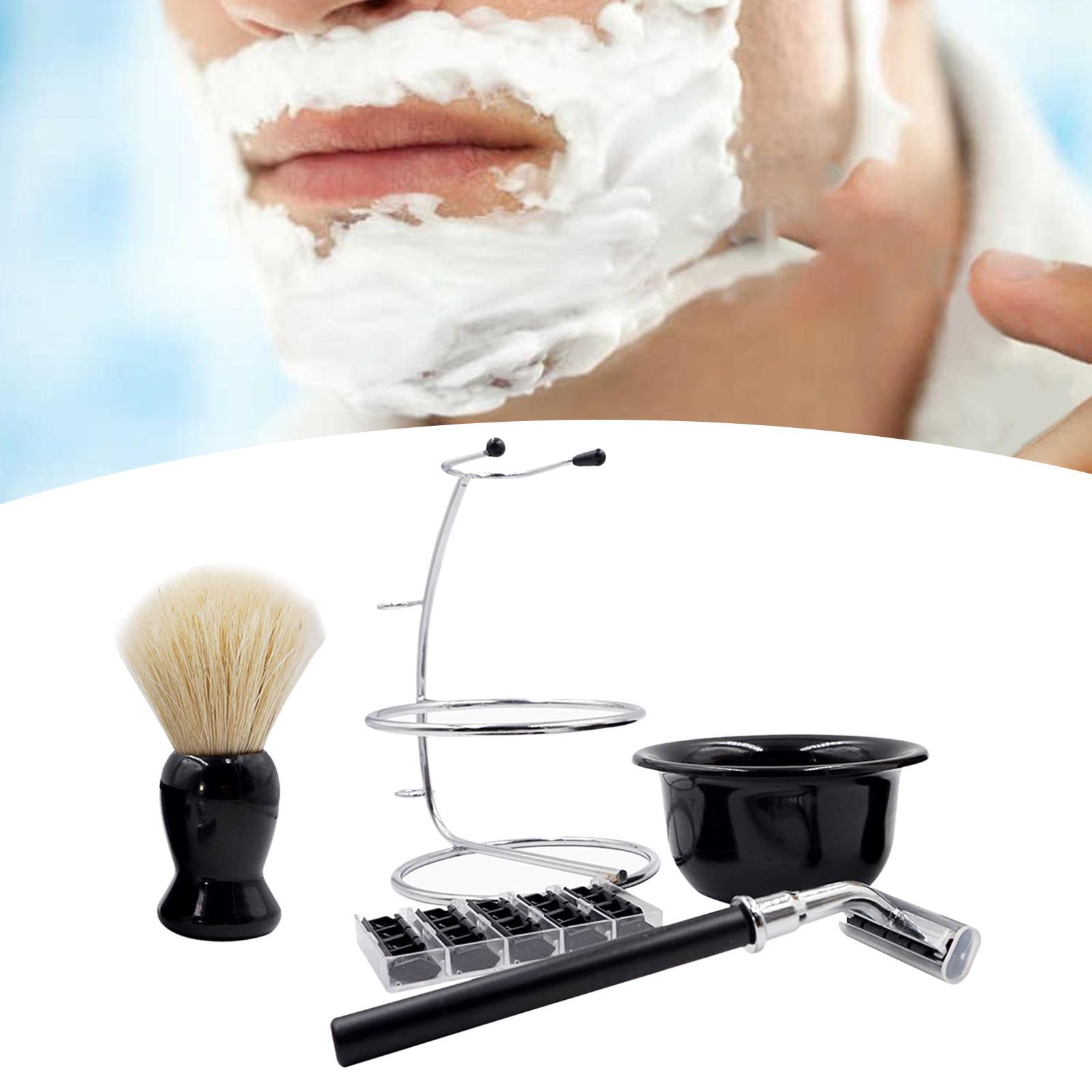 Travel Shaving Kit for Men Manual Stand Brush Bowl Set Elegant Durable