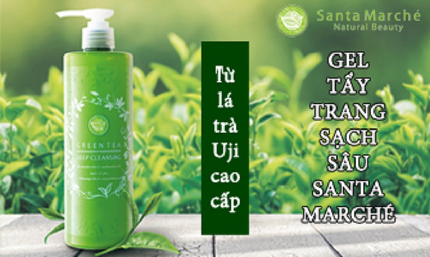 Gel Tẩy Trang Trà Xanh Nhật Bản Santa Marché Green Tea Deep Cleansing 400ml, Làm Sạch Sâu Bụi Bẩn,Tẩy Tế Bào Chết Trên Da, Loại Bỏ Đốm Nâu, Làm Sáng Da, Chiết Xuất Thực Vật Dưỡng Ẩm Da, Ngăn Lão Hóa