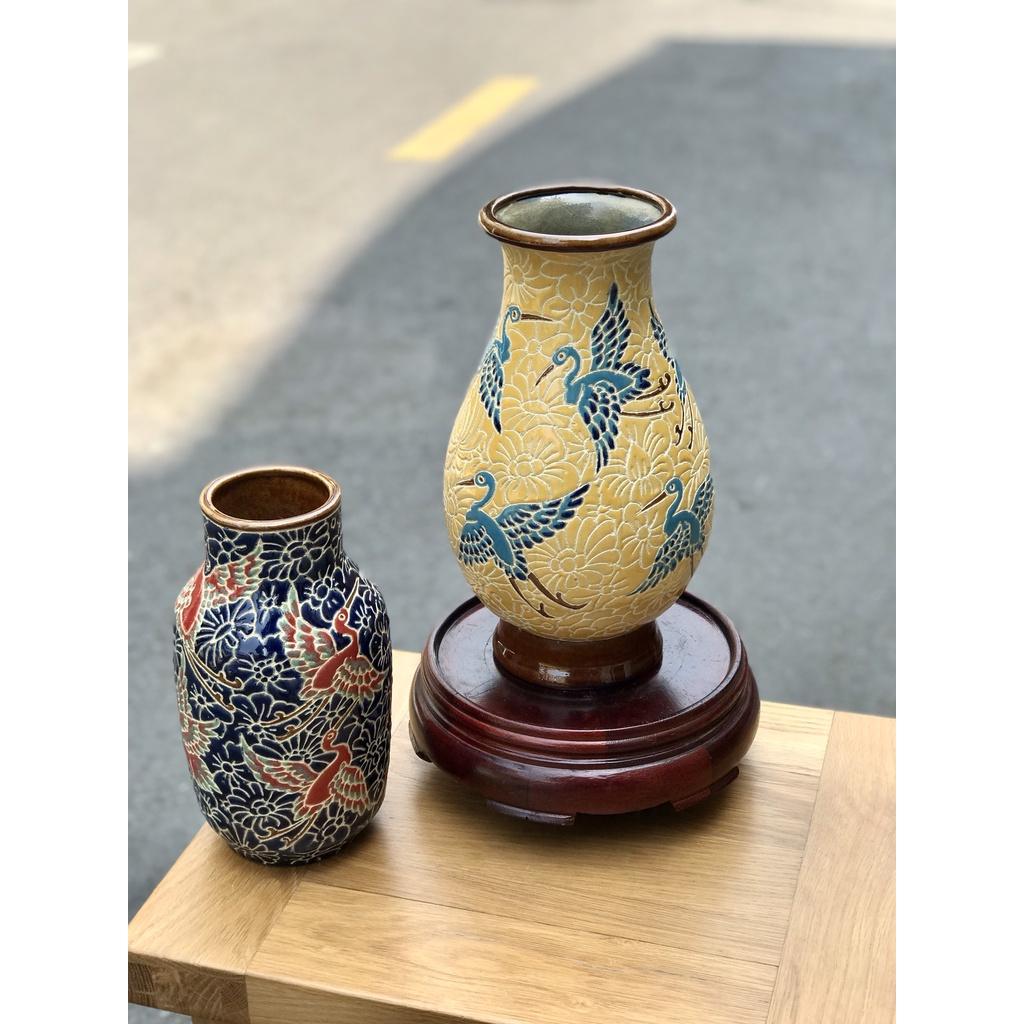 Bình hoa chim hạc gốm sứ thủ công Nam bộ trang trí decor cắm hoa HN