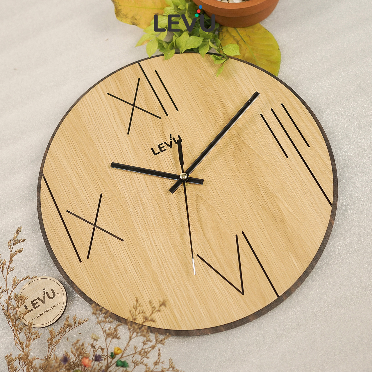 Đồng Hồ Treo Tường decor LEVU DH14 trang trí quán cafe trà sữa