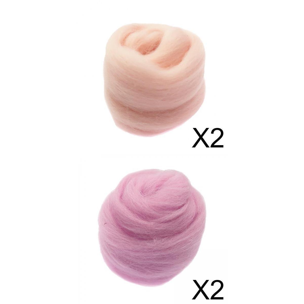 4pcs Handmade Wool Roving Fibre for Needle Felting Materials