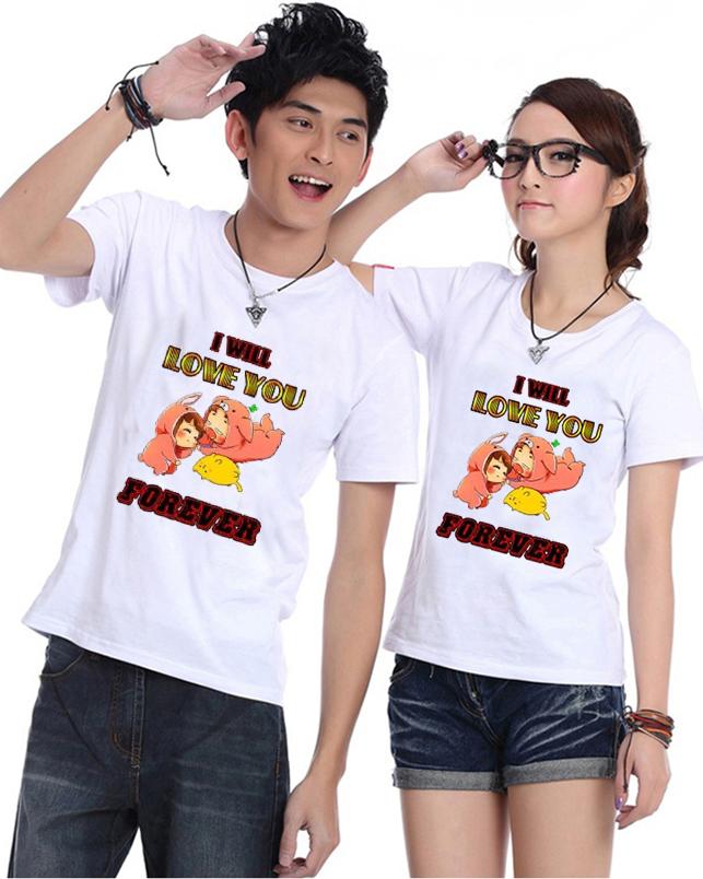 Bộ Áo Thun Đôi Nam Nữ I Love You Forever Màu Trắng
