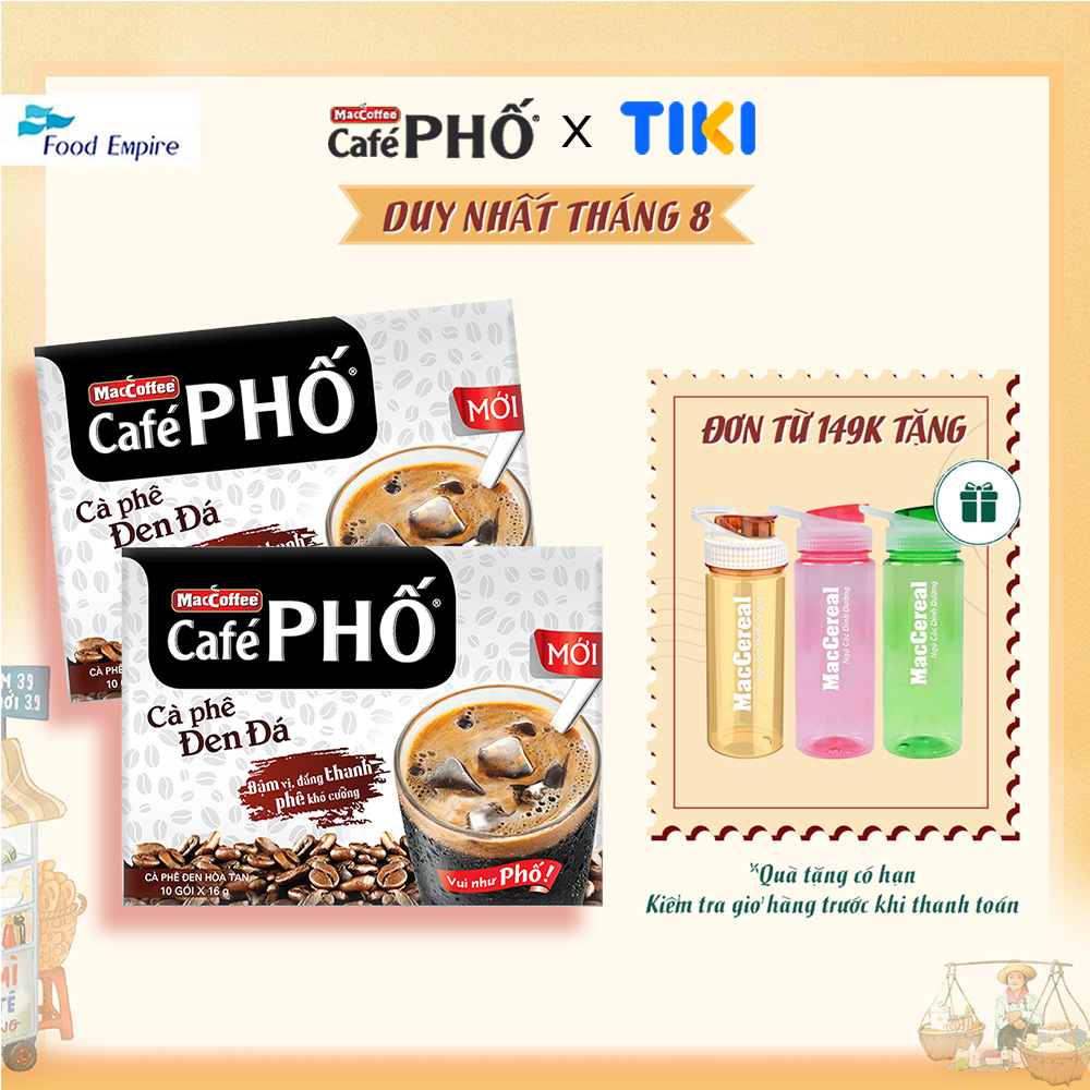 Combo 2 hộp Cà phê Phố Đen Đá - Maccoffee (hộp 10 gói x 16g)
