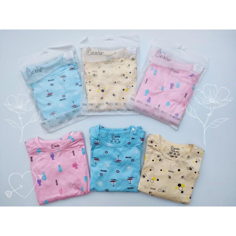 Bộ ngắn tay thun lạnh BEXIU Bé Xíu màu in hoạ tiết mềm mịn mát cho bé trai bé gái từ 5-19kg