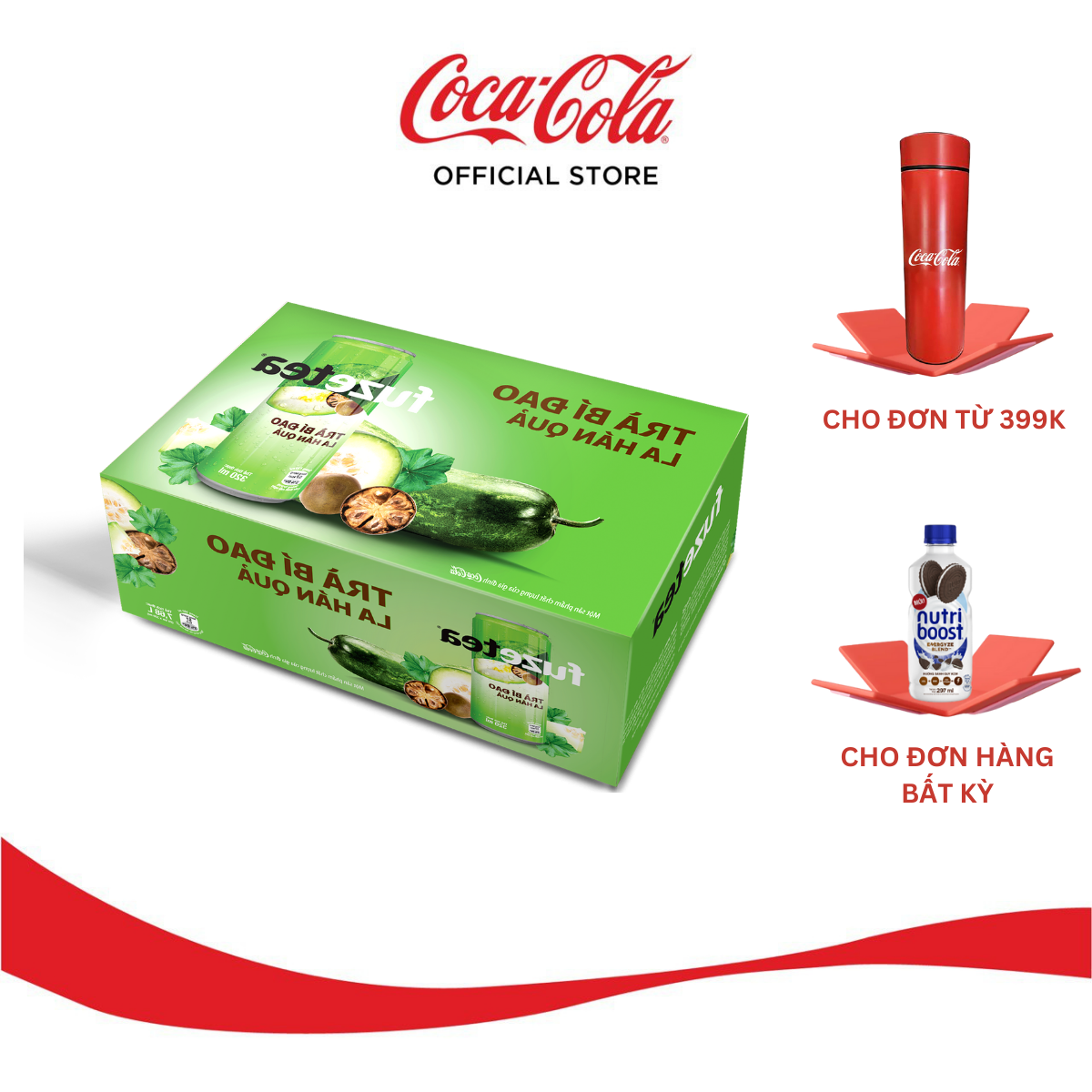 Thùng 24 lon Trà Bí Đao La Hán Quả Fuzetea Lon (320ml/lon x 24)