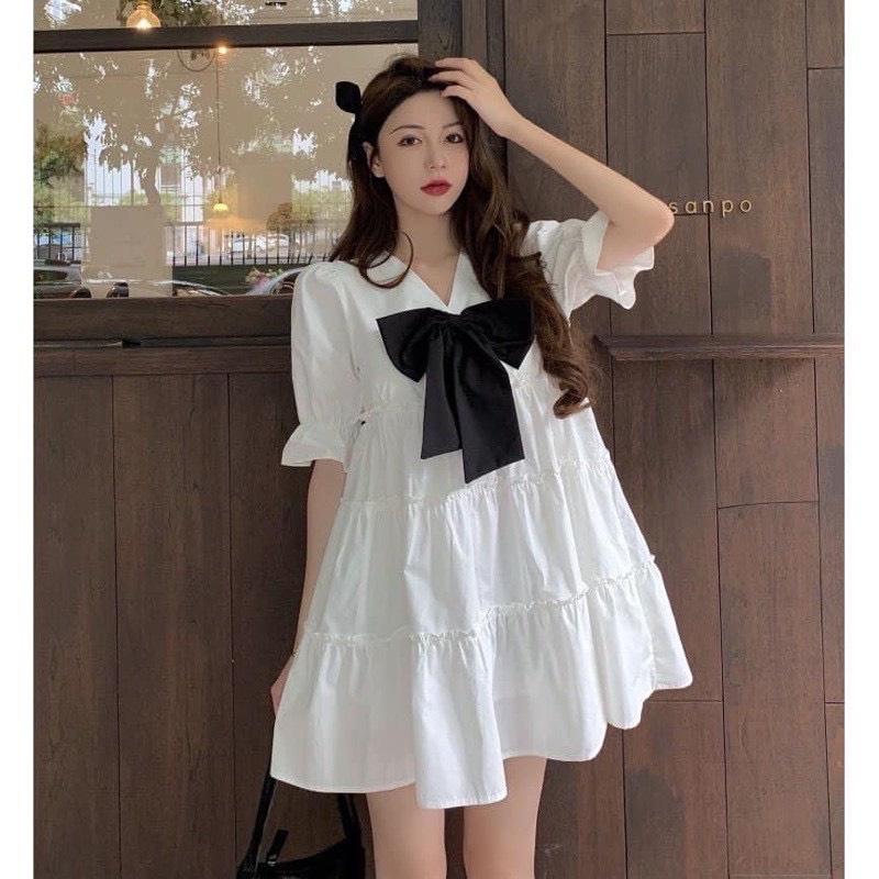 Đầm váy nữ babydoll phối nơ xinh xắn, cute dành cho các công chúa diện đi dạo phố, đi chơi