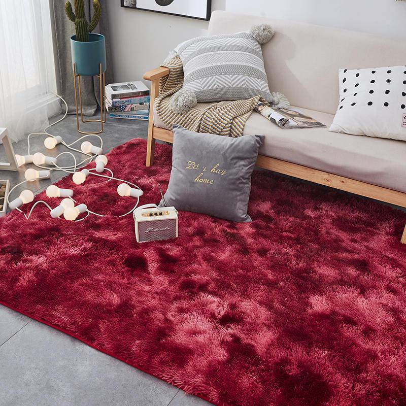 Thảm Trang Trí Lông Xù Loang Trải Sàn Cao Cấp HL-16 Đỏ Rượu
