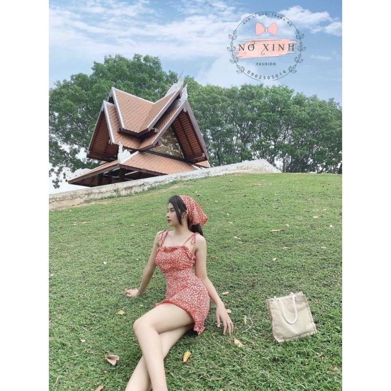 Đầm Hoa Vintage Phối Bèo Dự Tiệc Dạo Phố Đi Biển