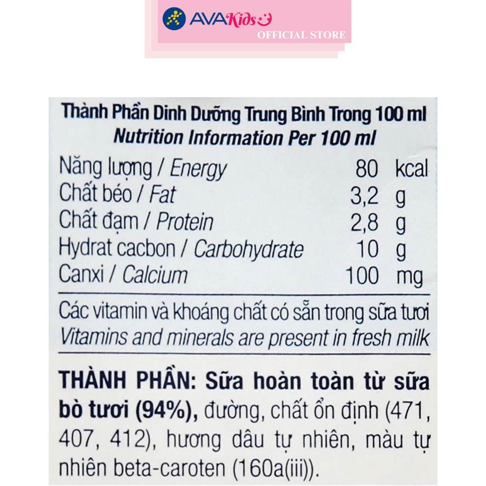 Lốc 4 hộp sữa tươi tiệt trùng TH true MILK có đường hương dâu 180 ml (từ 1 tuổi)