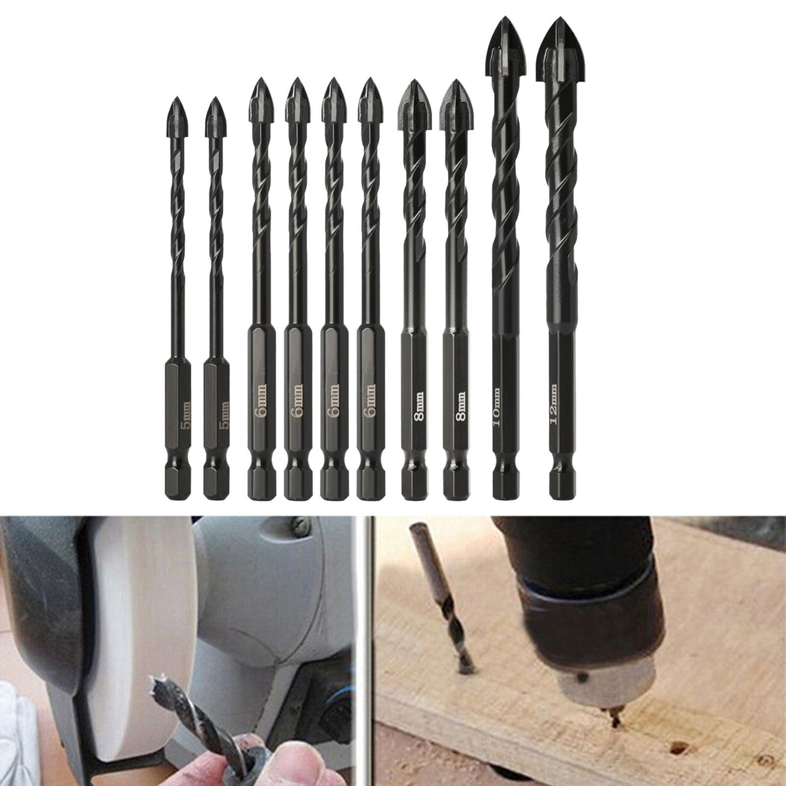 10 Pieces Alloy Masonry Drill Bit Set with Hex Shank for Wall Cement Tile