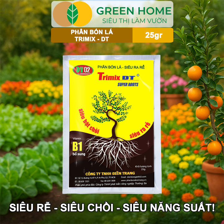 Phân Bón Lá TRIMIX-DT, GreenHome, Gói 25gr, Siêu Bật Chồi, Kích Thích Ra Rễ Cực Mạnh,Tăng Trưởng Cây