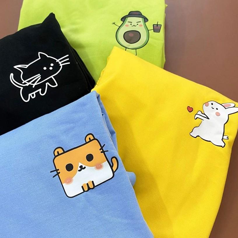 Áo Thun Nữ Tay Ngắn Icon Họa Tiết Hươu Cao Cổ  Hàn Quốc - Unisex - Cotton - Mã AT026