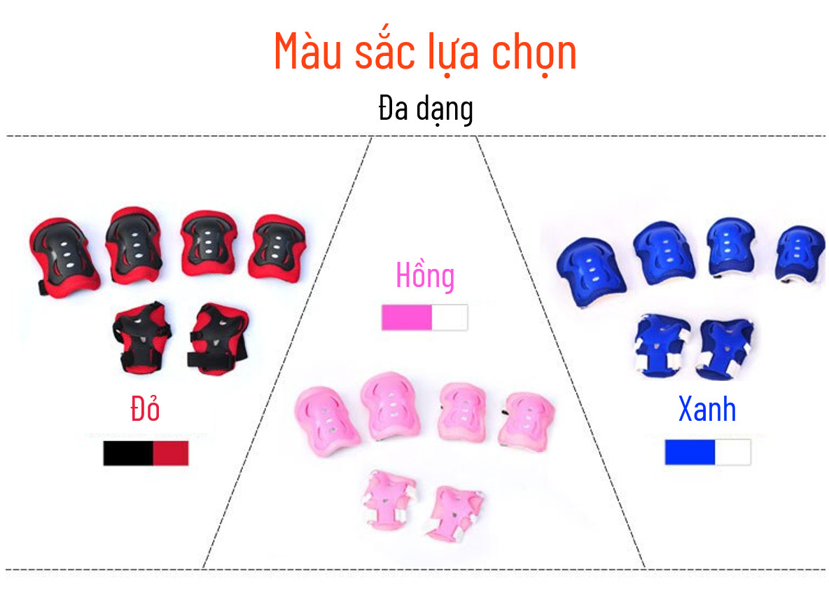Bộ Bảo Hộ An Toàn Cho Bé Protection Gear, bộ bảo hộ tay, chân, đầu gối, bộ bảo hộ trượt patin, trượt ván, nhựa pvc, có đệm mút