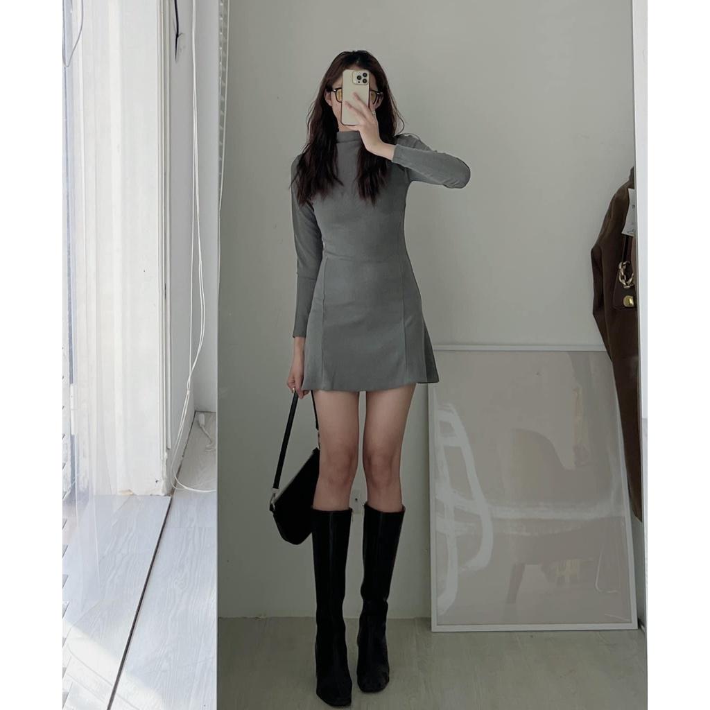 Váy body chất nhung tăm dáng chữ A nhiều màu