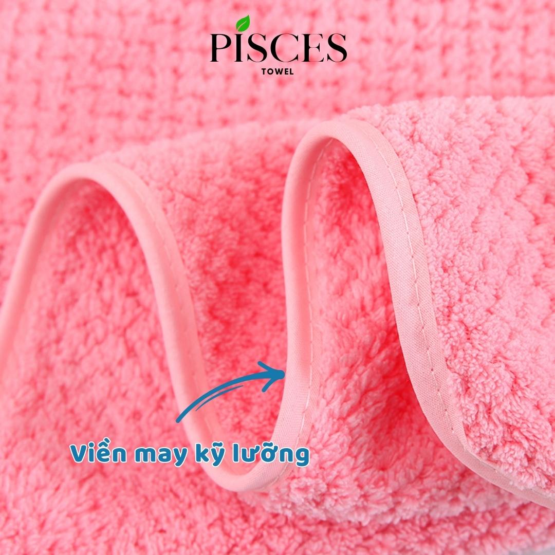 Khăn Tắm PISCES TOWEL 70x140cm Ô Vuông Trơn Cotton Mềm Mại, Khăn Spa Yoga Gym Thể Thao Thấm Hút Mồ Hôi - Hồng, Hồng