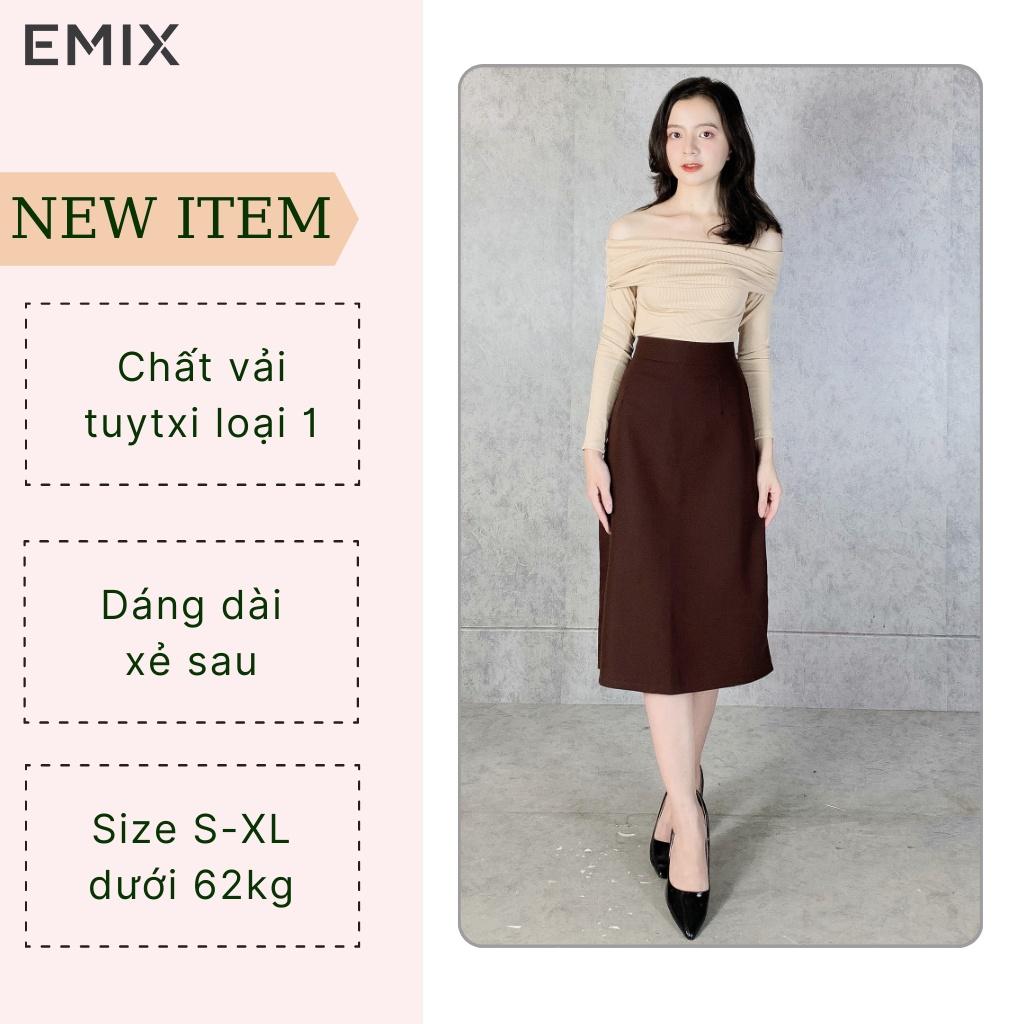 Chân váy công sở mã 809 EMIX , dáng dài, midi, cạp cao, khóa sau, vải tuytxi, mềm mịn, đứng dáng