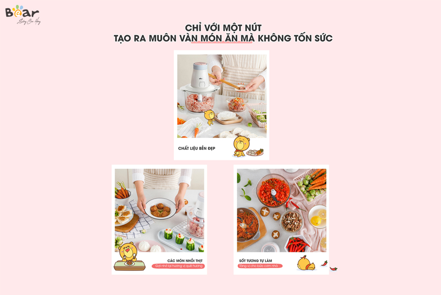 Máy Xay Thịt BEAR Đa Năng 2L QSJ-B02Q1 - Hàng Chính Hãng