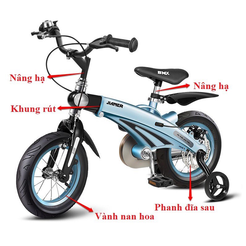 Xe Đạp Trẻ Em LanQ FD40 Vành Nan Hoa, Khung Rút Dành Cho Bé Từ 2 Đến 7 Tuổi
