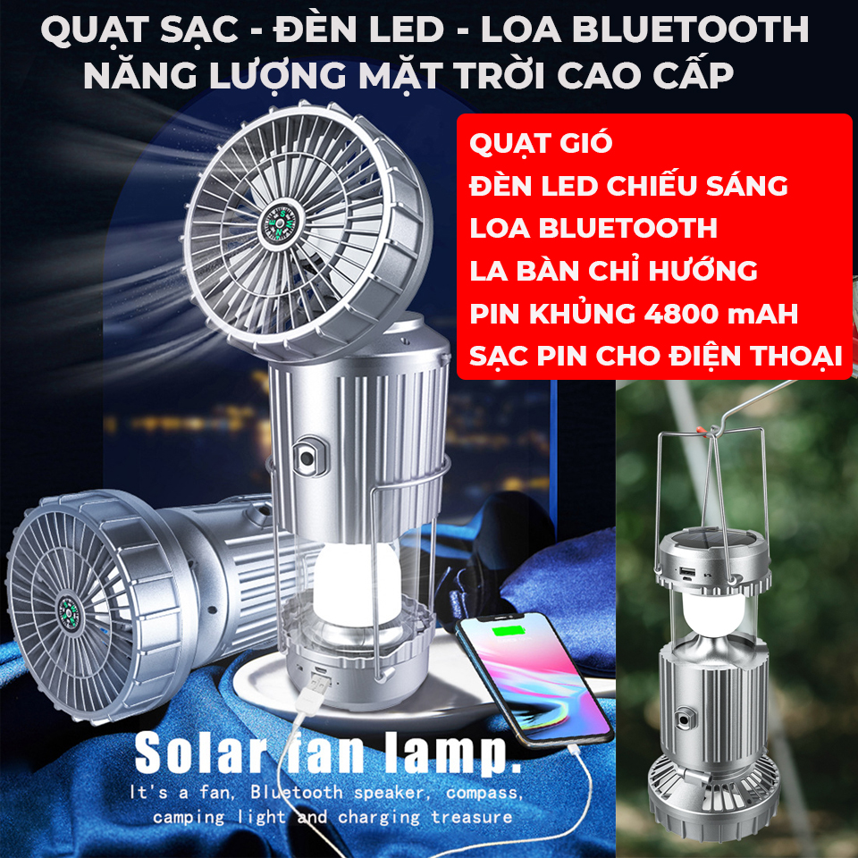 Quạt Gió, Đèn Led, Loa Bluetooth Năng Lượng Mặt Trời Cao Cấp