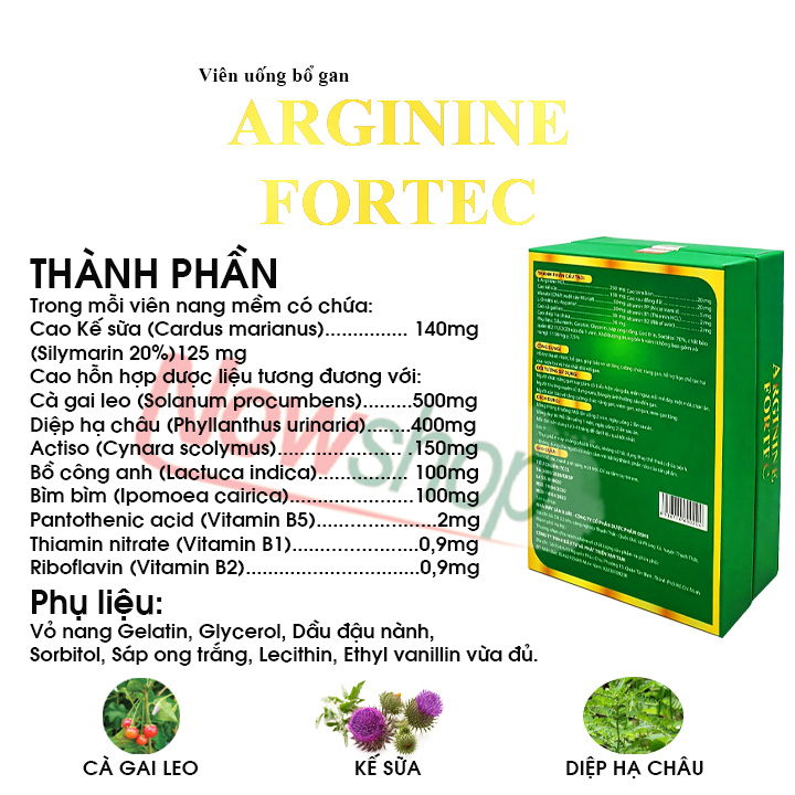 Viên Uống Thanh Nhiệt Mát Gan Arginine Fortec Hỗ Trợ Cải Thiện Tình Trạng Viêm Xơ Gan Men Gan Cao Giúp Hạ Men Gan Hiệu Quả