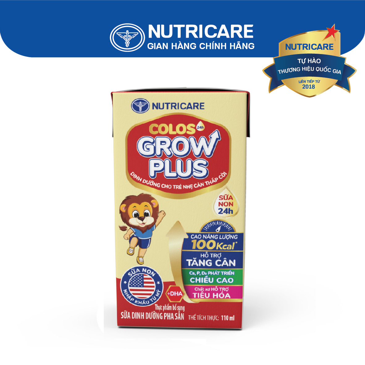 Sữa nước pha sẵn Nutricare Colos 24h Grow Plus phát triển toàn diện