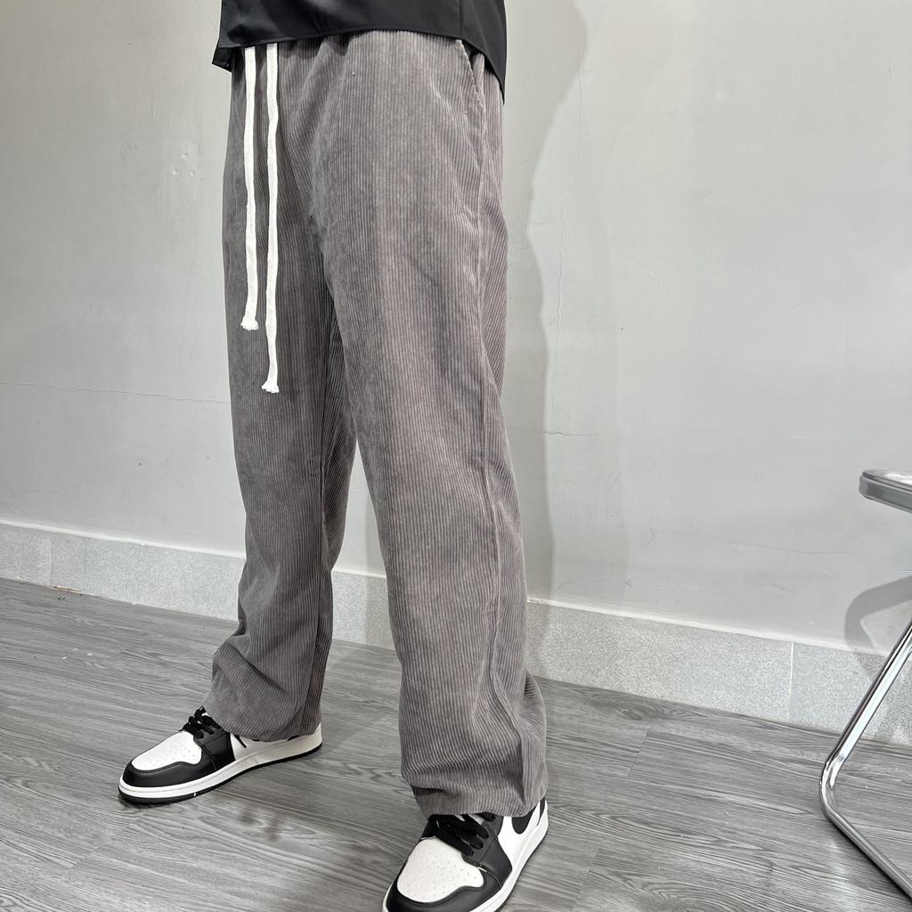 Quần baggy nhung tăm ống suông form rộng unisex nam nữ ulzzang