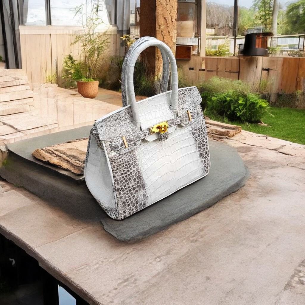 Túi xách cá sấu nữ màu Trắng tro cao cấp Loại 1