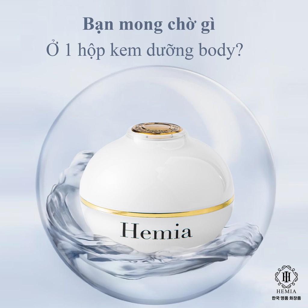 Combo kem chống nắng Hemia nâng tone, thấm mướt + Kem dưỡng toàn thân Hemia Whitening Body Cream dưỡng trắng, cấp ẩm da