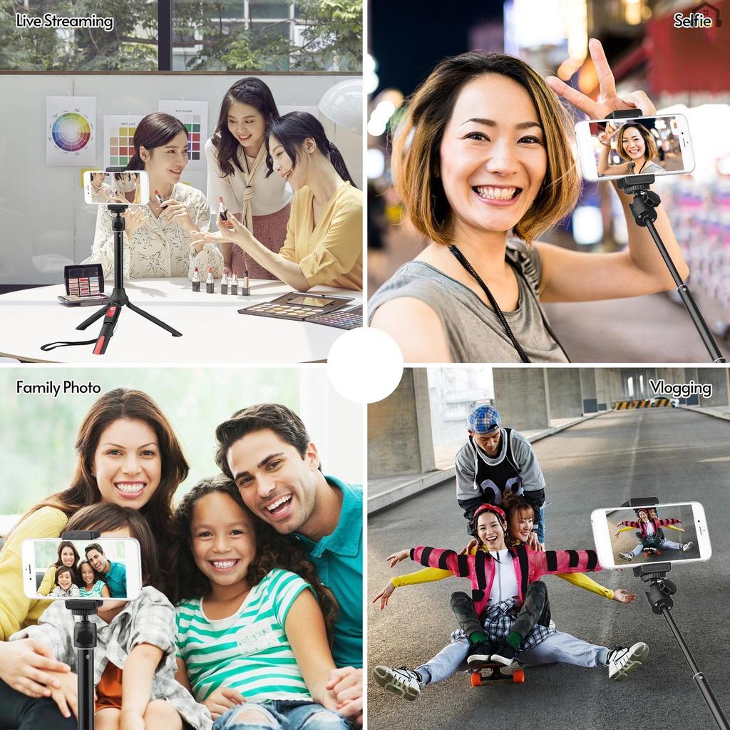 Gậy chụp ảnh selfie mini 2 trong 1 có thể điều chỉnh 64cm với đầu bi và dây đeo cho điện thoại