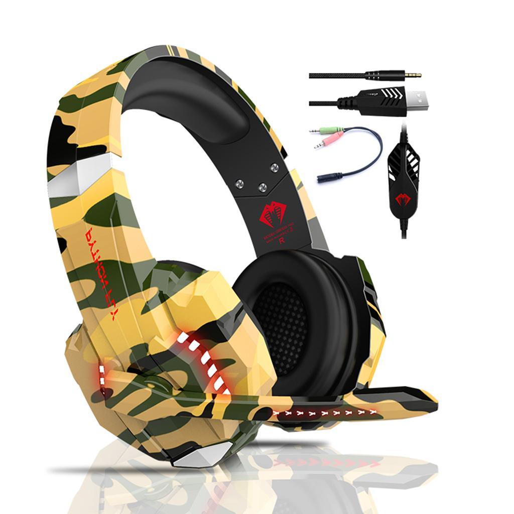 Gaming Headset with Mic for PC Games Laptop Yellow